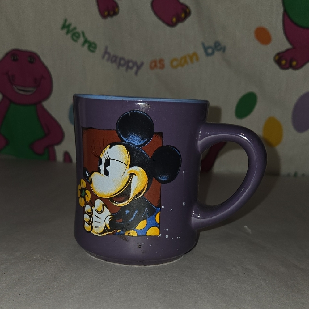 Vintage Disney Mug with Minnie Mouse Purple Flower
